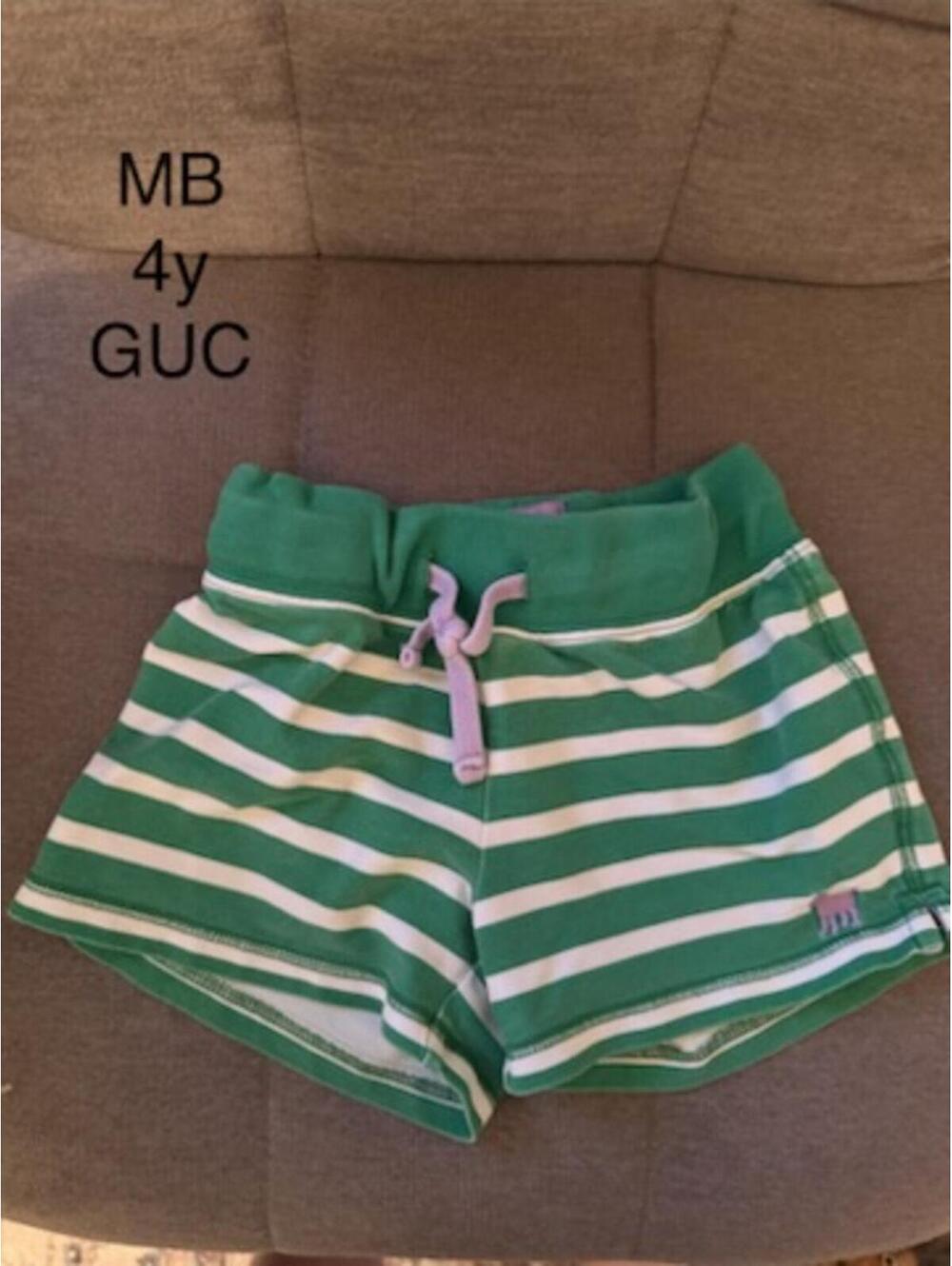 Mini Boden 4Y Green and White Striped Kids Shorts